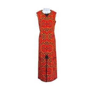 Vintage Siam Boutique Bangkok Thai Batik Maxi Dress Mod Boho Cotton 70s Resort